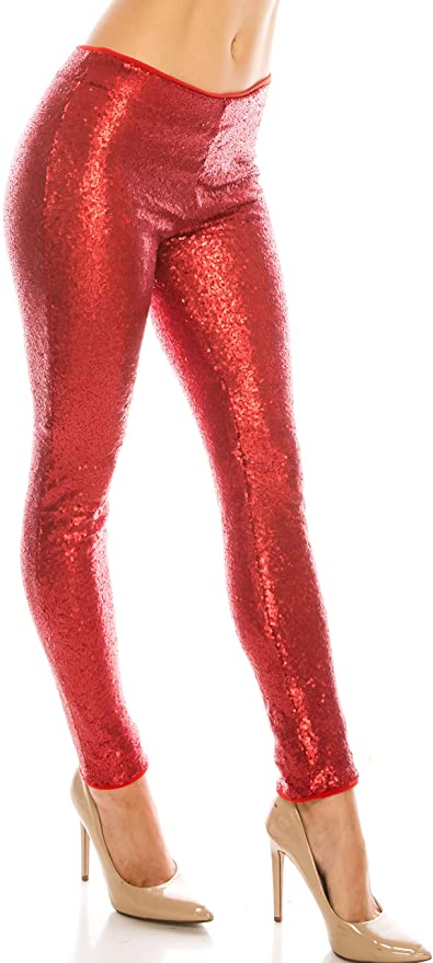 Red Glitter Sequin Leggings