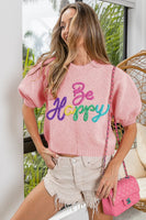 Be Happy Short Sleeve Sweater