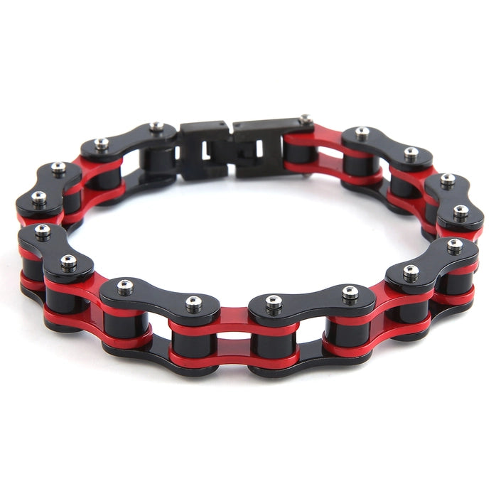 Red & Black Bike Chain Bracelet