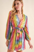 Rainbow Sequin Wrap Dress