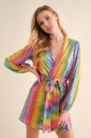 Rainbow Sequin Wrap Dress