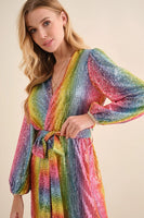 Rainbow Sequin Wrap Dress