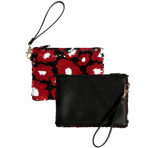 Sequined Wristlet in Red/Black
