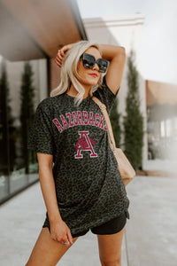 Arkansas Razorbacks "All The Cheer" Leopard Crew Neck Tee