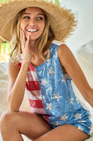 American Flag Sequins Sleeveless Top