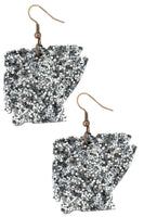 Silver Arkansas Glitter Earrings