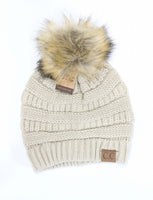 CC Beanie - Beige With Pom