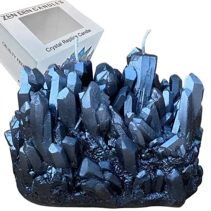 Smokey Black Aura Quartz Crystal Candle
