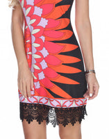 Black & Orange Print Dress