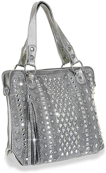 Dazzling Bling Pattern Tall Tote - Pewter