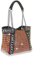 Embossed Rhinestone Studded Tote