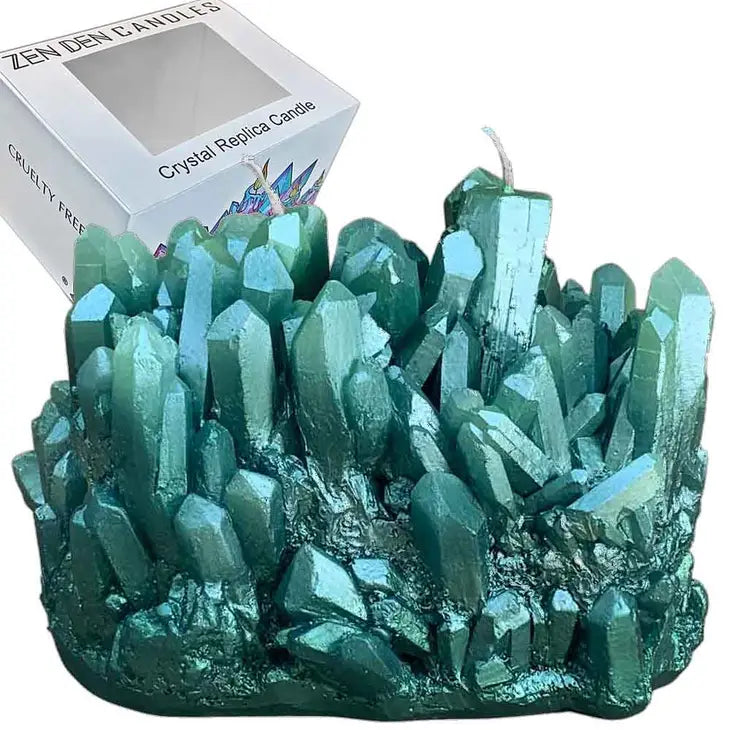 Emerald Aura Quartz Crystal Candle