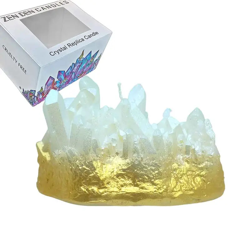 White/Gold Aura Crystal Candle