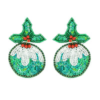 Green Christmas Ornament Earrings