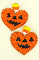 Halloween Pumpkin Heart Earrings