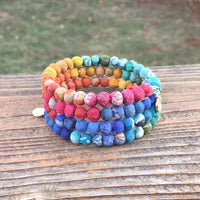 Kantha Rainbow Spiral Bracelet