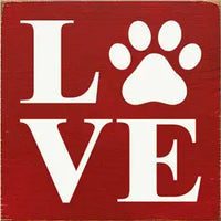 Love - Pawprint Wood Sign