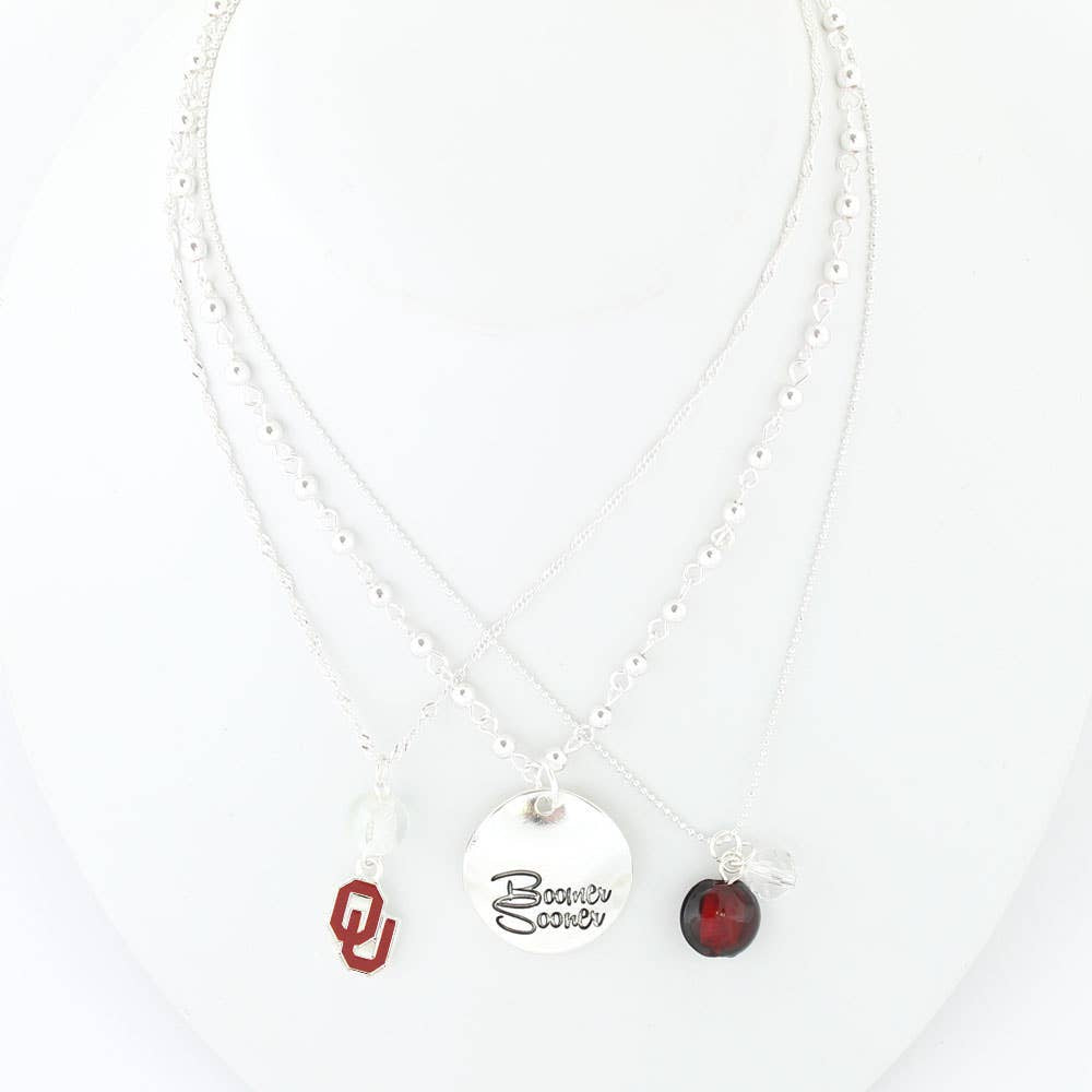 Oklahoma Silver Disk Trio Necklace