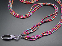 Pink Beads Lanyard ID Badge Holder