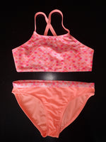 Pink & Orange Mermaid Print Swimsuit With Skirt