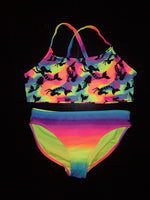 Rainbow Mermaid Print Two Piece Swimsuit