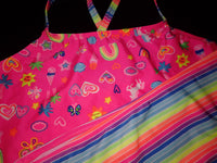 Emoji Rainbow Stripe Tankini Two Piece Swimsuit