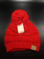 CC Beanie - Burgundy With Matching Pom