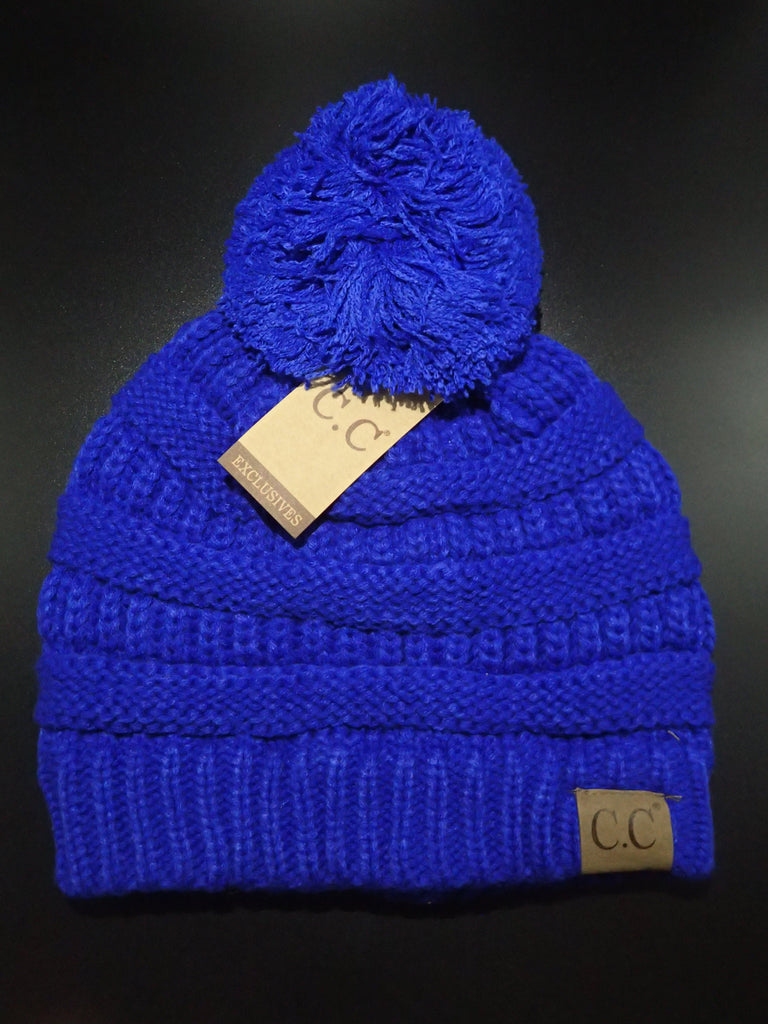 CC Beanie - Royal Blue With Matching Pom