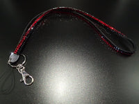 Black & Red Rhinestone Lanyard ID Badge Holder