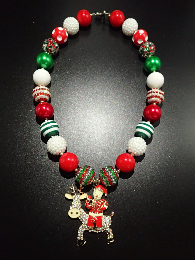 Christmas Necklace - Santa & Reindeer Pendant