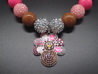 Thanksgiving Necklace - Pink Turkey Pendant