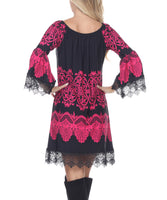 Pink & Black Lace Trim Dress