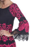 Pink & Black Lace Trim Dress