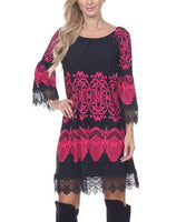 Pink & Black Lace Trim Dress