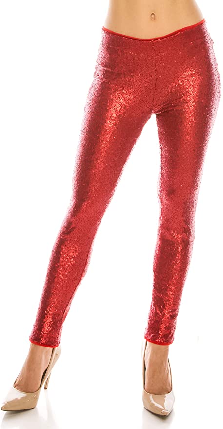 Red Glitter Sequin Leggings