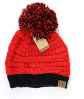 CC Beanie - Red/Black With Pom