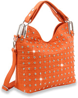 Rhinestone Covered Embossed Handbag