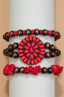 Squash Blossom Stacked Bracelet - Red